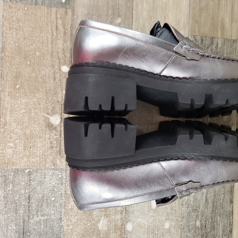 Free People Lyra Womens Loafer Shoes Sz 7 Pewter Lug Sole Slip On Loafers - Picture 6 of 12